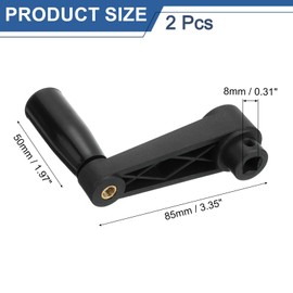 sourcing map 2Pcs 8x85mm (Dia x L) Revolving Handwheel Machine Handle, Universal Lathe Crank Grip Replacement for Industry Lathe Milling Grinding Machine, Black (Square Hole)