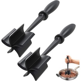 Meat Chopper for Hamburger, 2 PCS Premium Heat Resistant Masher and Smasher for Ground Beef, Ground Turkey and More, Nylon Ground Beef Chopper Tool and Meat Fork, Non Stick Mix Chopper