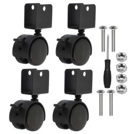 PATIKIL 1.5" Swivel Caster with 7/9" U Bracket, 4 Pack 360° Rotation Swivel No Noise Wheel with Brake Total 66 Lbs Locking Caster for Furniture Legs