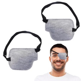 DELUXEFOX Eye Patch for One Eye, Right and Left Eye (Set of 2), 3D Eye Patch, Adjustable Strap, Light Shield, Single Eye Patch, Comfortable, Protective Eye Patch for Adults and Kids, Unisex (Grey)