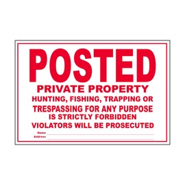 Posted Private Property No Trespassing Tyvek Sign | Heavy Duty | Durable | Weather Resistant | Red and White | 8” x 12" - 100 Signs