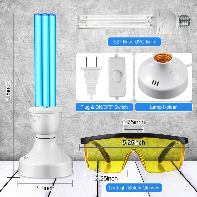 Qualirey 2 Pack 25 Watt UV Light Disinfection, UVC Light