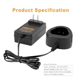 Shentec 10.8V-12V Li-ion Charger BC330 BC430 AL1115CV Compatible with Bosch GBA12V30 BAT411 BAT411A BAT412 BAT412A BAT413 BAT413A BAT414 D-70745 2607225146,10.8V-12V Li-ion Pod Style Battery