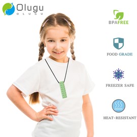 Chewing Necklace for Kids Sensory, Blocks Sensory Necklace for Chewing Boys Girls with Autism, ADHD, Teething, Biting, Chewing Needs, Silicone Chewy Necklace Sensory for Reduce Anxiety -7 Pack