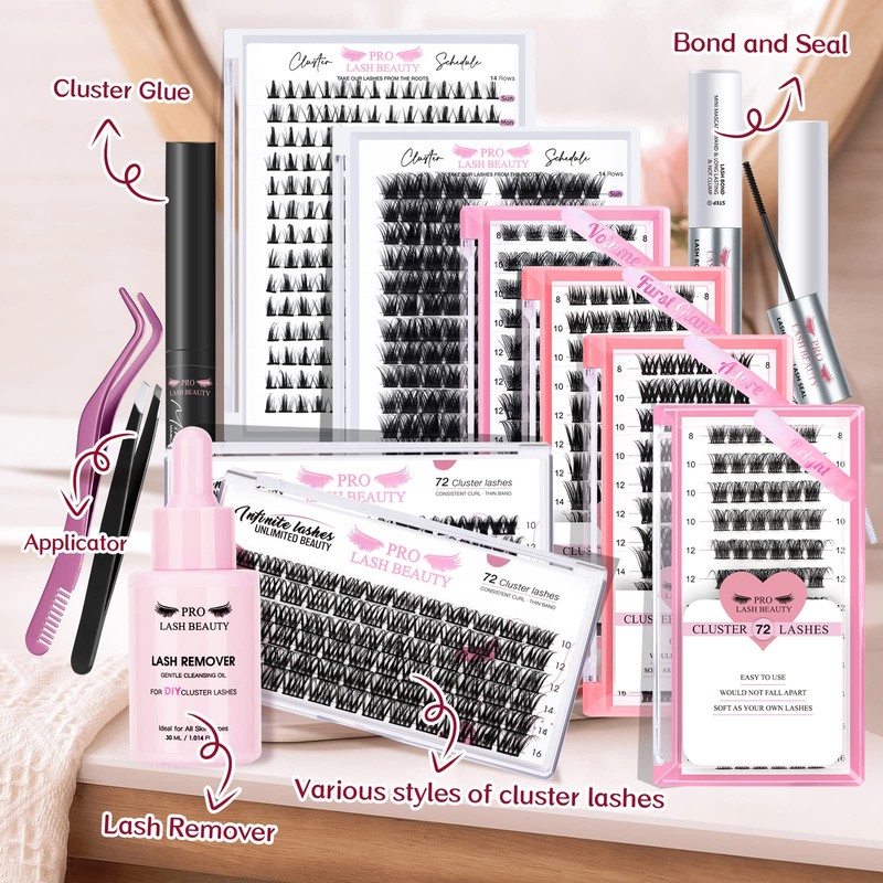 Cluster Eyelashes, Pack of 72 Individual Eyelashes, Eyelash Clusters, DIY