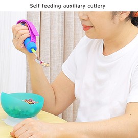 Elderly Eating Spoon, Elderly Auxiliary Spoon 360° Flexible Rotation Head Safe Practical Disabled Eating Aid Spoon Swivel Spoon Handicap Tableware Adaptive Utensils for Home
