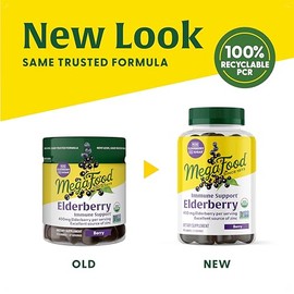 MegaFood Elderberry Gummies for Kids, Teens & Adults, Immune Support Supplement, Gummy Vitamins - Made with Zinc & Real Food, Pectin-Based, USDA Organ