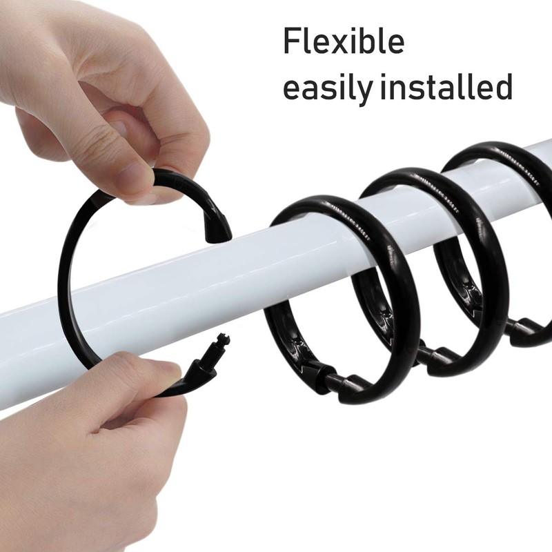 Qulable Shower Curtain Rings-12 Pack- Plastic Shower Curtain Hooks O-Shaped