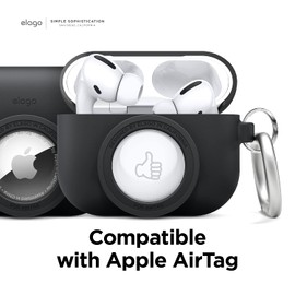 elago Instant Case Compatible with AirPods Pro, Compatible with AirTag, Classic Design Camera Case, Keychain Included [Tracking Device Not Included] (Black)