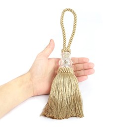 HedongHexi 2 Pack Gold Tassel Key Tassel with Loops, Door Knob Tassel Large Handmade Tassel Craft, DIY Accessories for Home Decoration (Gold, 2)