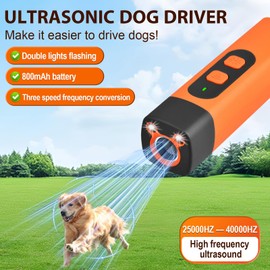 Dog Bark Deterrent Device, Anti Barking Device for Dogs, 25FT Ultrasound Dog Bark Deterrent 3 Modes with LED Flashlight, for Training to Improve Bad Behavior (Orange)