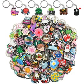 XHAOYEAHX 100PCS Random Different Keychains Bulk,Mixed Non-Repeat Cute Key Chain for Classroom Prizes Incentives Holiday Gifts Party Favors