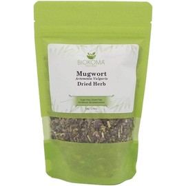 100% Pure and Organic Biokoma Mugwort Dried Herb - Natural Herbal Tea in Resealable Pack Moisture Proof Pouch - 50g