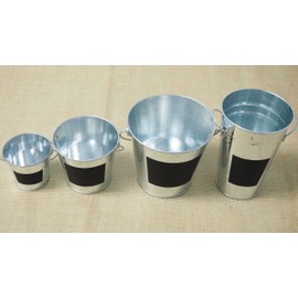 rackcrafts.com Metal Bucket Pail With Chalk Board Flower Party Favor Home Garden Wedding Special Events (Regular - Medium)