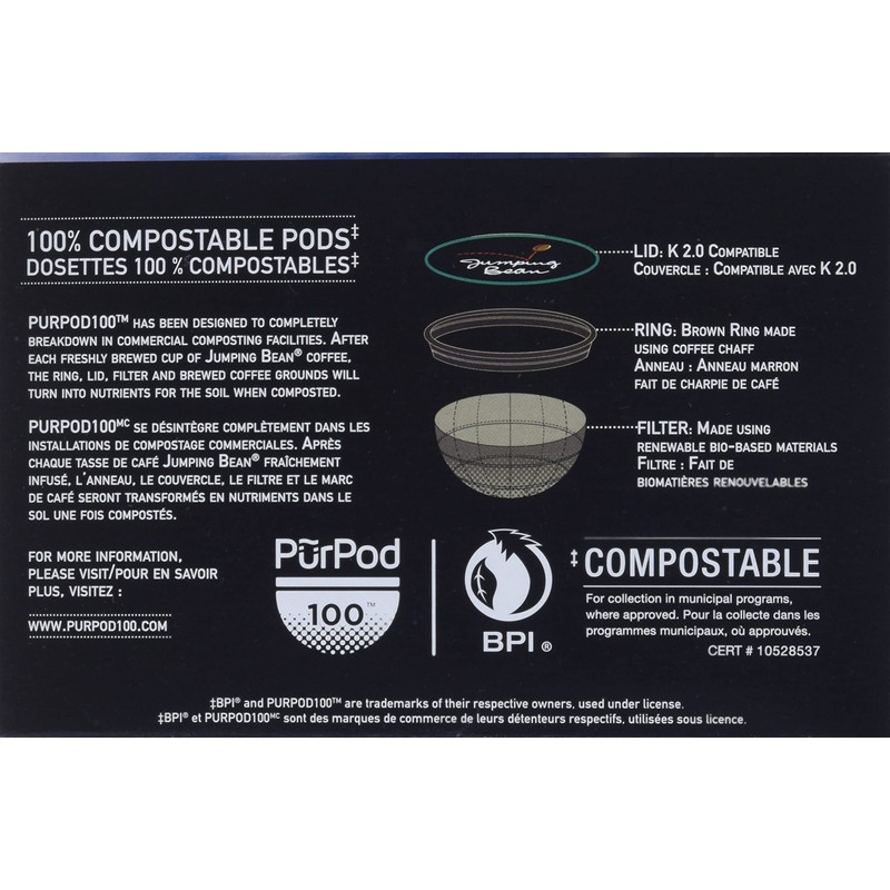 Jumping Bean Light Roast Fairtrade Organic 100% Compostable K-Cup Coffee