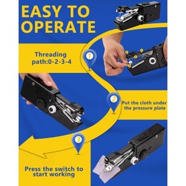 Handheld Sewing Machine, Portable Sewing Machines, Easy Operate Mini Sewing Machine for Beginners, Electric Sewing Machines for Various Fabrics, Tool Kit for Clothing Repair and Sewing Crafts (black)