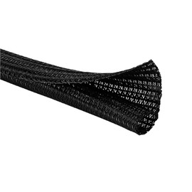 Kable Kontrol 100 Ft - 1" Inch Braided Cable Sleeve - Self Closing Split Wire Wrap Cord Hider Organizer Wire Loom Tubing Cover for Automotive, Industrial Cable Management - Black