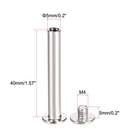 uxcell Screw Post Fit for 3/16"(5mm) Hole Dia, Female 4x40mm Belt Buckle Binding Bolts Leather Fastener Carbon Steel 10 Sets