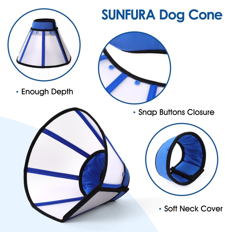 SUNFURA Dog Cone, Soft Cone for Dogs to Stop Licking,