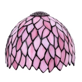 Small Tiffany Lampshade Replacement Only Stained Glass Style Lamp Shade 8 Inch Fit for Table Desk Lamp, Pendant Ceiling Light Fixture (Pink Wisteria)