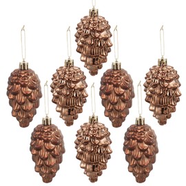 ABOOFAN 8 Pcs Christmas Pinecone Ornament Fall Hanging Pine Cone Ornament Shatterproof Pinecone Ball for Xmas Tree Fall Thanksgiving Day Decoration