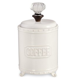 Mud Pie Ceramic Coffee Canister Door Knob Handle, White