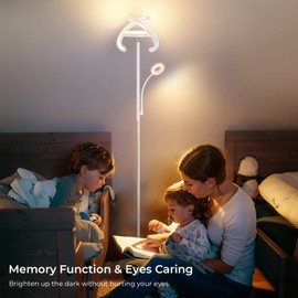 FIMEI Upgraded 3 in 1 Floor Lamp, Modern Bright Standing Lamp with Split Rotatable Ring Light and Small Reading Light, 4 Color and Dimmable, 3-Way Independent Control for Living Room Office, White