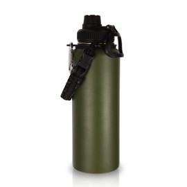 Volhoply 40 oz Insulated Water Bottles Paracord Handle, Stainless Steel Sports Bottle with Spout Lid, Reusable Double Walled Vacuum Metal Travel Thermos with Wide Mouth for Adults (Army Green, 1 Set)