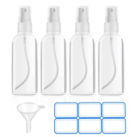 DTDNZKN 4 Pack 2 Oz (50ml) Mini Spray Bottles Clear Travel Size Spray Bottles Leak Proof with Funnels and Labels