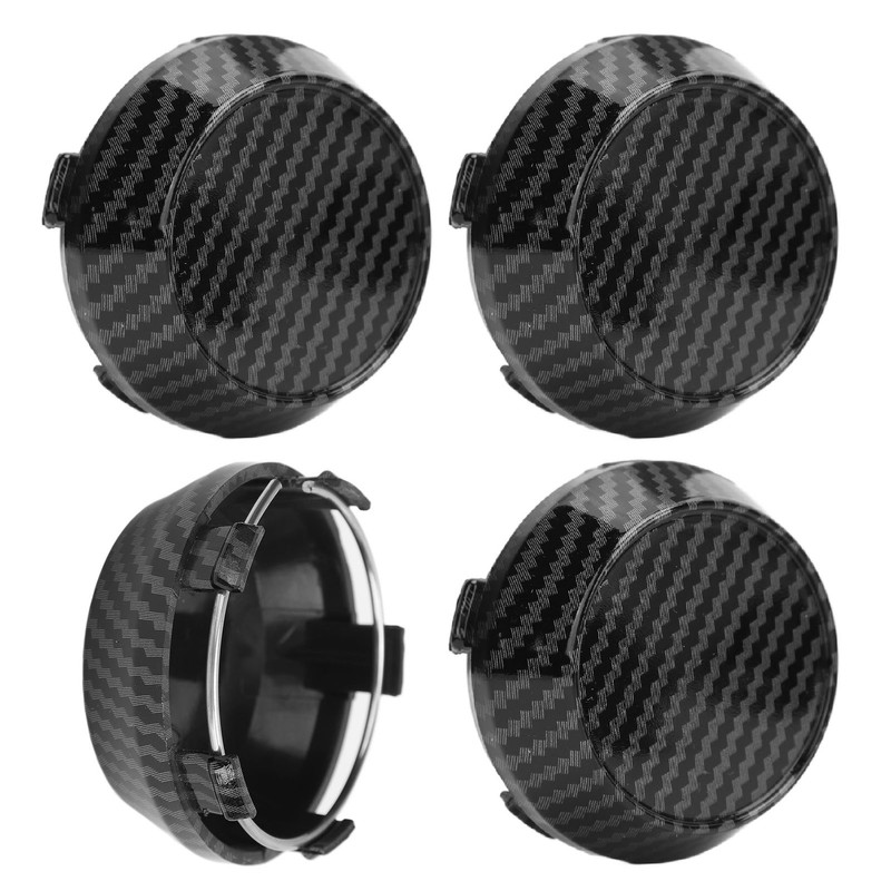 4 Pcs 60mm Wheel Center Caps Carbon Fiber Style Tyre