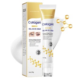 Crema para Contorno de Ojos, Arrugas, Bolsas y Ojeras Obscuras,Contorno de Ojos en Roll-on, Con Alantoína, Colágeno Hidrolizado, Niacinamida, Hialuronato Sódico 20g
