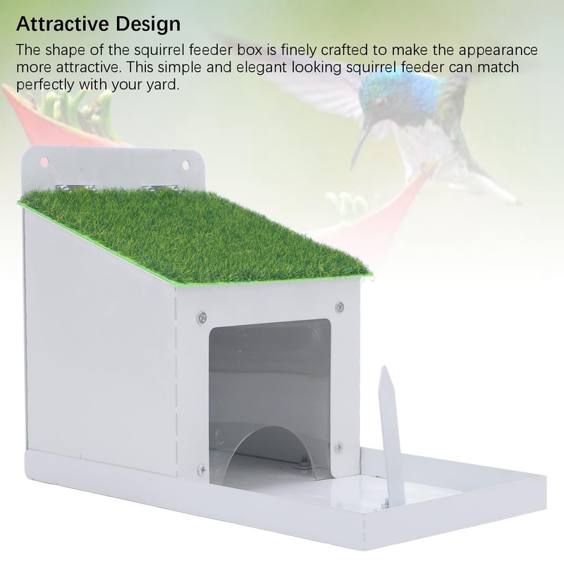 Squirrel Feeder, Solid Structure Weather Proof Metal Squirrel Feeding Box