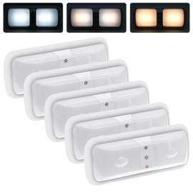 Miady RV Dimmable Lights Interior 1800 LM, 3 Color Temperature and 5 Levels of Brightness, 12V Volt Led Light for RV/Camper/Car/Trailer/Boat (Warm Natural Cool White), Pack of 5