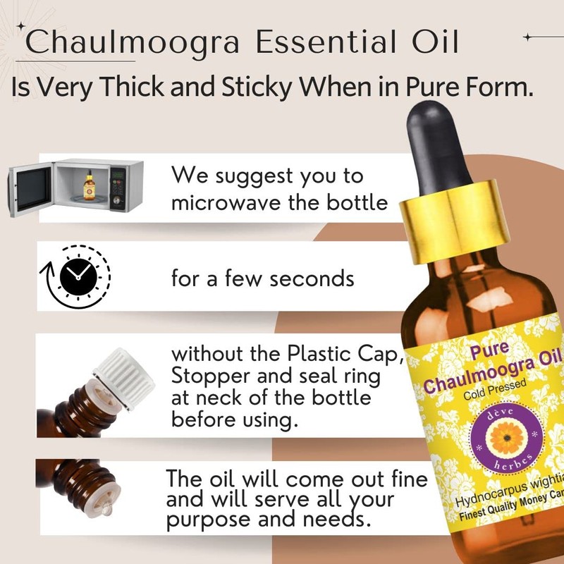 Deve Herbes Pure Chaulmoogra Oil (Hydnocarpus wightiana) Natural Therapeutic Grade