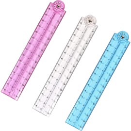 3 Pcs Foldable Ruler, Ruler 30cm Folding, Color Ruler 30cm, Clear Foldable Ruler for School Student, Reusable 30cm Ruler Foldable for Mathematics Daily Learning Geometry Office