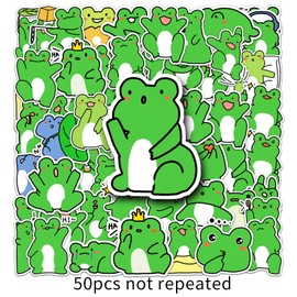 Frog Stickers Pack of 50 Cute Waterproof Animal Stickers for Water Bottles Laptop Skateboard Car Bicycle Scrapbook Luggage Guitar Vinyl Kawaii Cartoon Frogs Decal for Teenagers Children
