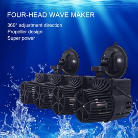 Upettools 12680 GPH Wave Maker Aquarium Circulation Pump - 4-Head Powerful Submersible Powerhead for Fresh & Saltwater Tanks (180-300 Gallons) with Adjustable Flow - Black