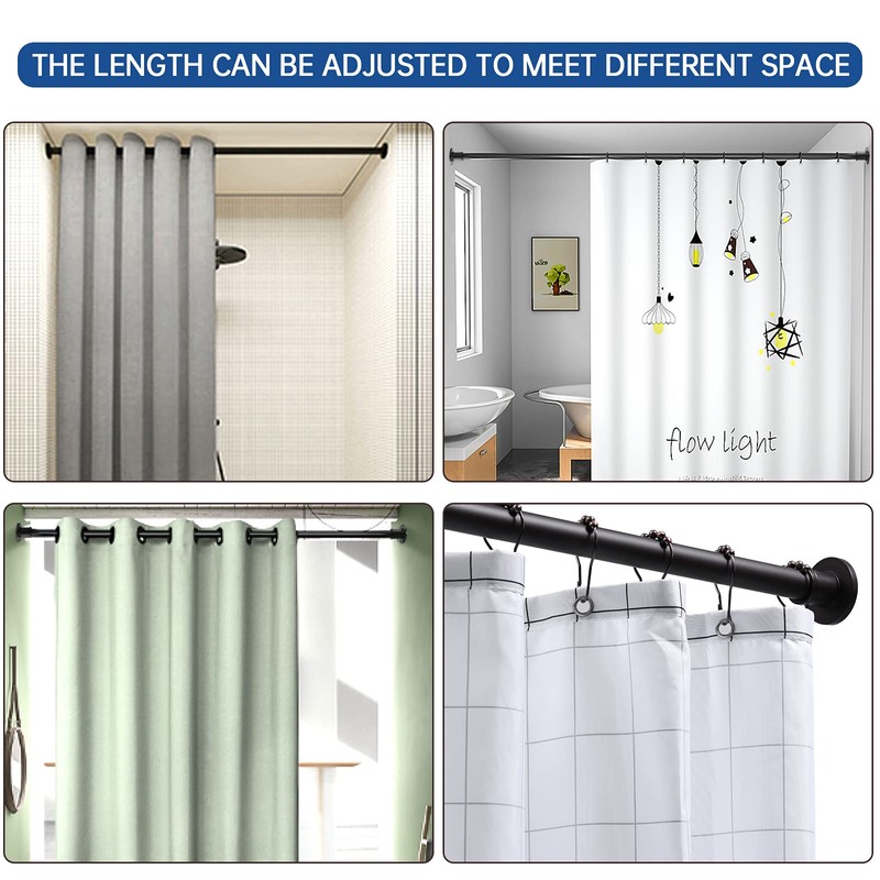 BRIOFOX Industrial Shower Curtain Rod - Never Rust Non-Slip 43-72