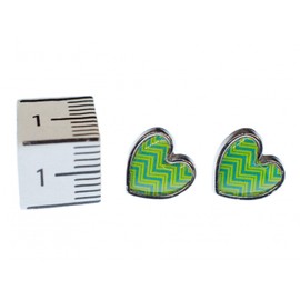 Miniblings Heart Stud Earrings Stud Earrings Hippie Love TAPEn Pattern Green Metal