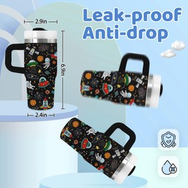 TNASURHUS 14oz Aerospace Elements Tumbler with Handle and Straw, Stainless Steel Vacuum Insulated Tumblers, Birthday Gifts for Spaceship Lover, Boy, Son, Gift for Men on Christmas Fathers Day