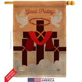 Ornament Collection The Good Friday Burlap House Flag Religious Faith Hope Grace Peace Dove Christian Religion Easter Small Decorative Gift Yard Banner Double-Sided Made in USA 28 X 40