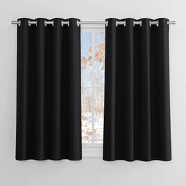 PONY DANCE Black Out Curtains 45 Inch Drop for Bedroom Thermal Insulated Curtains Eyelet for Small Window Treatment Short Blackout Curtains for Room Darkening, W46 X L45, 2 Panels, Black