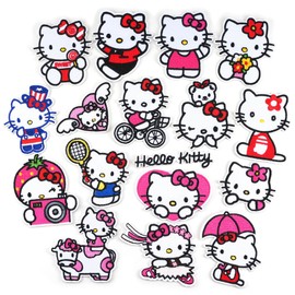 WUTAOBON 17Pcs Cute Cartoon Kitty Patches, Kids Embroidered Iron on/Sew on Applique Patches for Hats, Backpacks, Shirts, Shoes