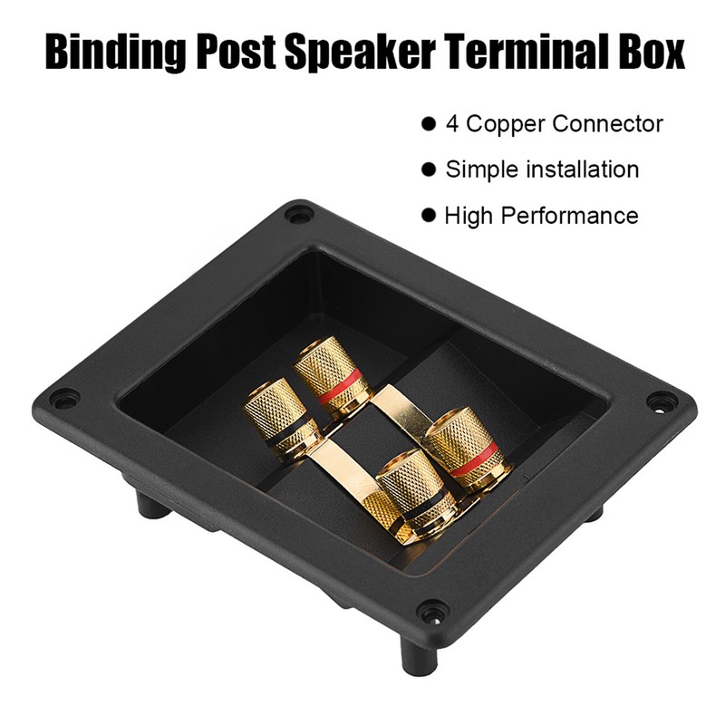 4 Copper Binding Post Terminal Cable Connector Speaker Terminal Box