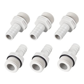 M METERXITY 6pcs Barb Hose Fitting PVC Pipe Connector for Water Air Transport Machinery Industrial 12mm Barb x 12.7mm G Male Thread Grey