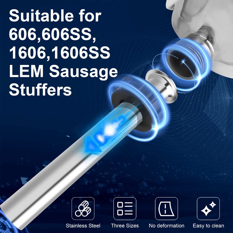 Wutfly 3 Sizes Stainless Steel Sausage Stuffing Tubes and Sausage