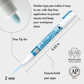 Kuretake Zig 2 Way Glue Pen, 2mm Fine Tip, 3 pcs Set, Adhesive for Professional,Artists, Crafting, Scrapbooking, Gift Card, Made in Japan