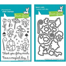 Lawn Fawn Fairy Friends Clear Stamp and Die Set - Includes One Each of LF1057 Stamp & LF1058 Die - Bundle Of 2