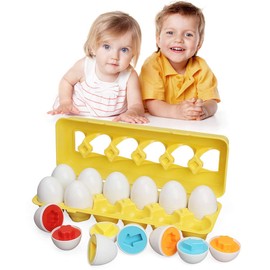 TINOTEEN Toddler Matching Toys Easter Egg Color Shape Learning Educational Infant Toy for 18+ Month