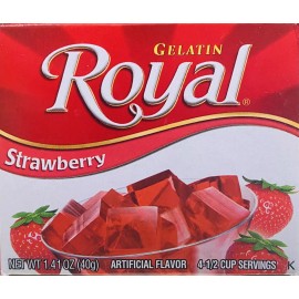 Royal 5x Royal STRAWBERRY Gelatin Mix Dessert 1.41 oz Box - 5 PACK